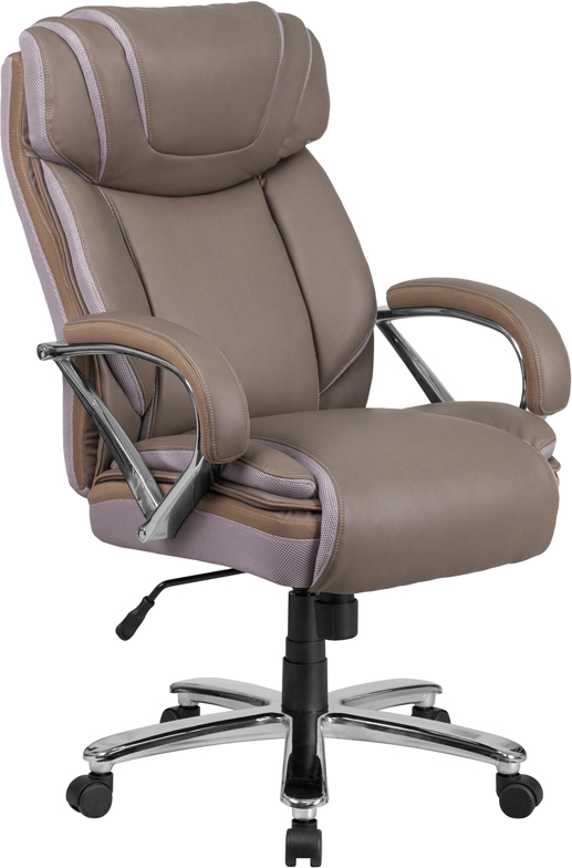 Picture of Flash Furniture GO-2092M-1-TP-GG Hercules Series Big & Tall 500 lbs Rated Taupe Leather Executive Swivel Chair with Extra Wide Seat