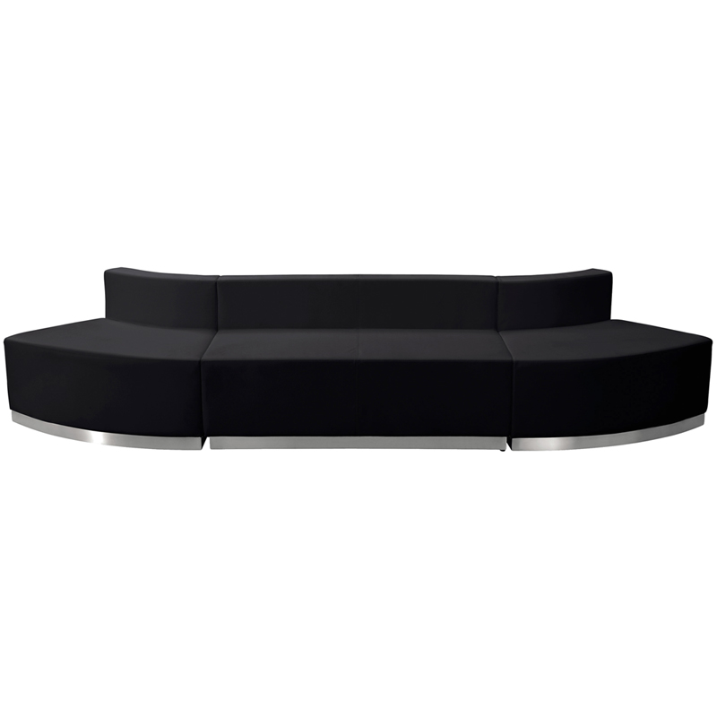 Flash Furniture ZB-803-780-SET-BK-GG 3 Piece Modular Reception Sofa Set - LeatherSoft Upholstery, Black
