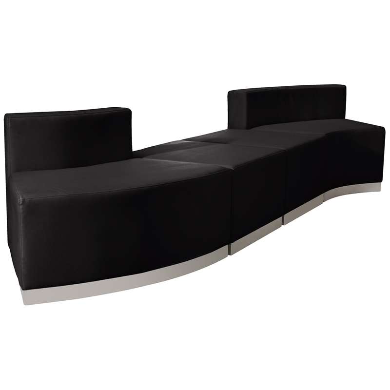 Flash Furniture ZB-803-860-SET-BK-GG 3 Piece Modular Reception Sofa Set - LeatherSoft Upholstery, Black