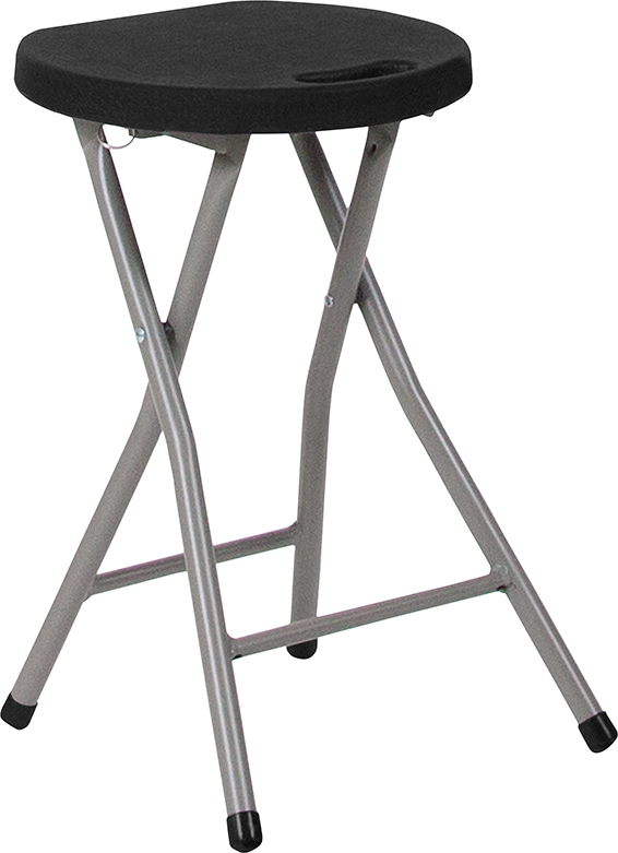 Picture of Flash Furniture DAD-YCD-30-GG Foldable Stool with Black Plastic Seat & Titanium Frame