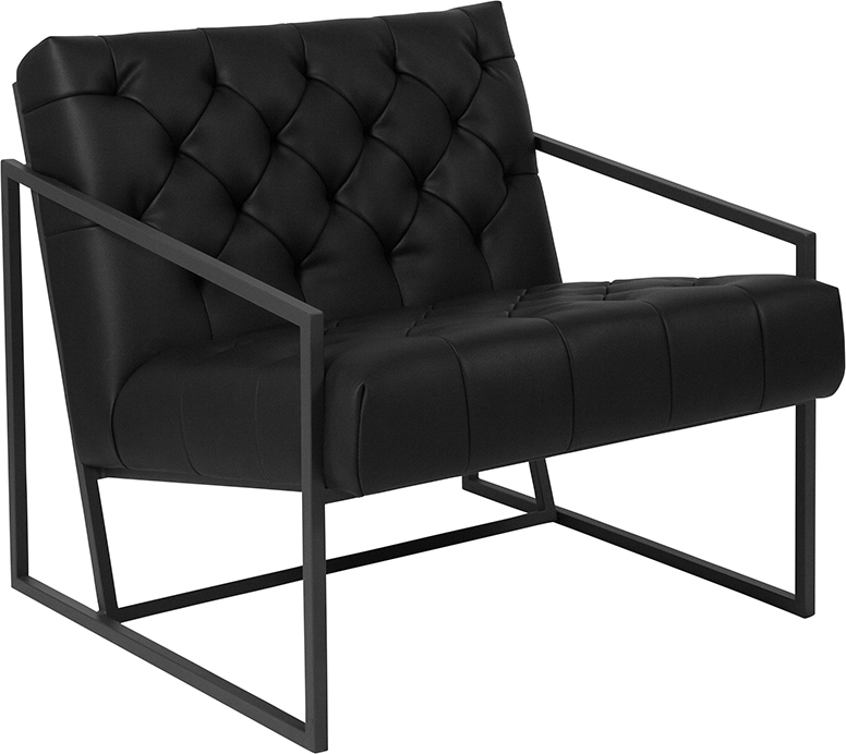 Picture of Flash Furniture ZB-8522-BK-GG Madison Series Black Leather Tufted Lounge Chair