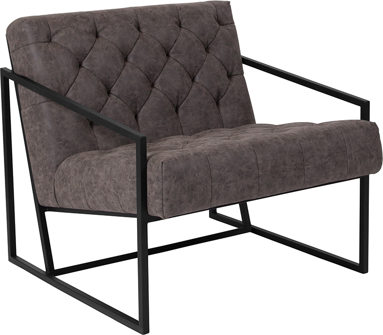 Picture of Flash Furniture ZB-8522-GY-GG Madison Series Retro Gray Leather Tufted Lounge Chair