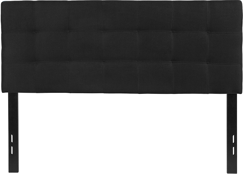 Bedford Tufted Upholstered Full Size Headboard, Black Fabric
