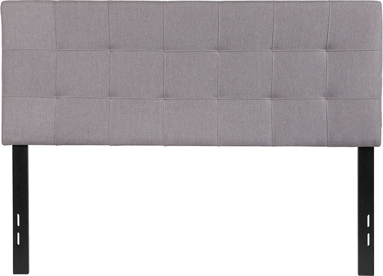 Bedford Tufted Upholstered Full Size Headboard, Light Gray Fabric
