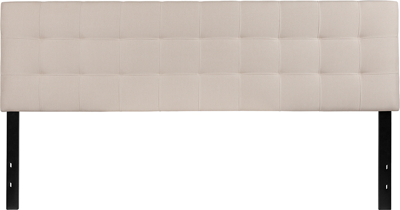 Bedford Tufted Upholstered King Size Headboard, Beige Fabric