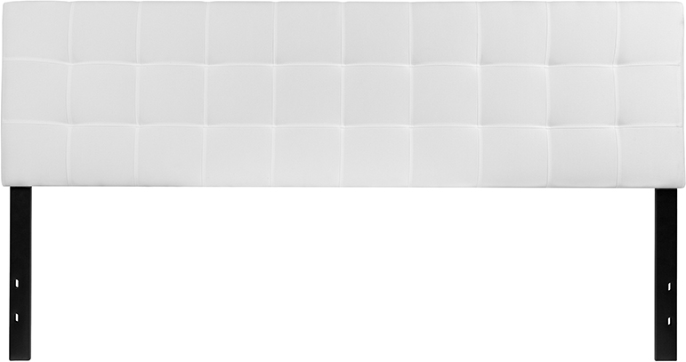 Bedford Tufted Upholstered King Size Headboard, White Fabric