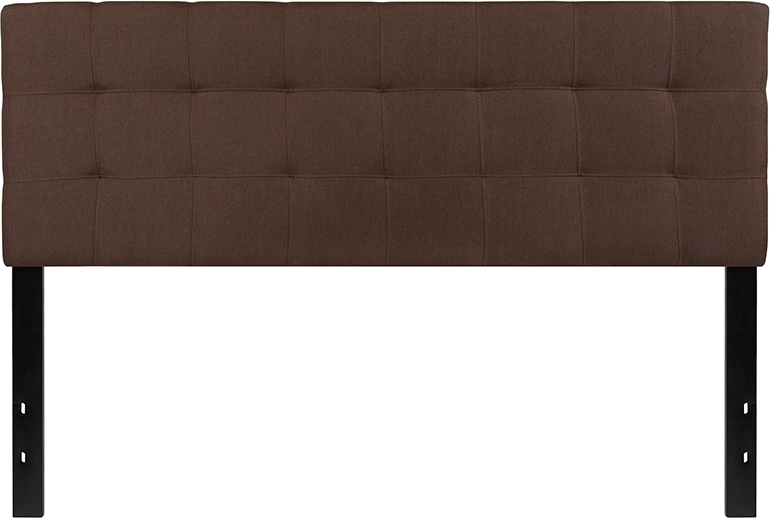 Bedford Tufted Upholstered Queen Size Headboard, Dark Brown Fabric