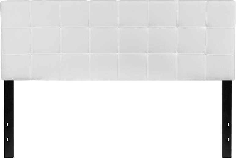 HG-HB1704-Q-W-GG Bedford Tufted Upholstered Queen Size Headboard, White Fabric