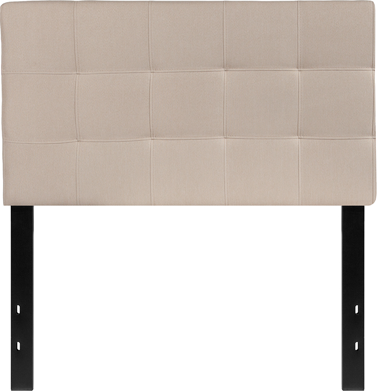 HG-HB1704-T-B-GG Bedford Tufted Upholstered Twin Size Headboard, Beige Fabric
