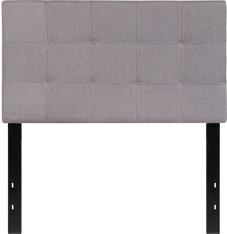 HG-HB1704-T-LG-GG Bedford Tufted Upholstered Twin Size Headboard, Light Gray Fabric