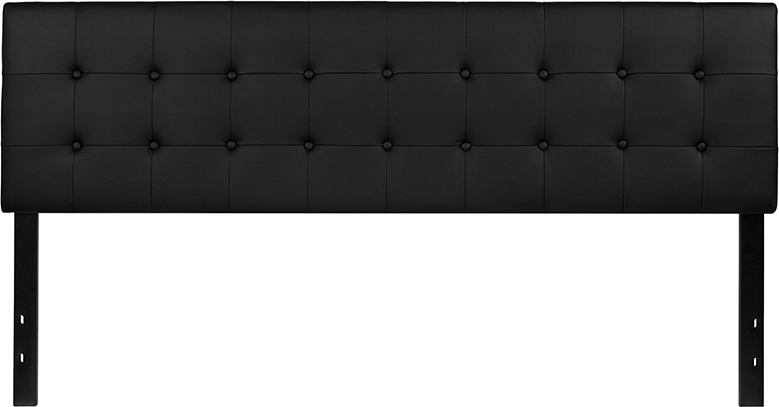 Lennox Tufted Upholstered King Size Headboard, Black Vinyl