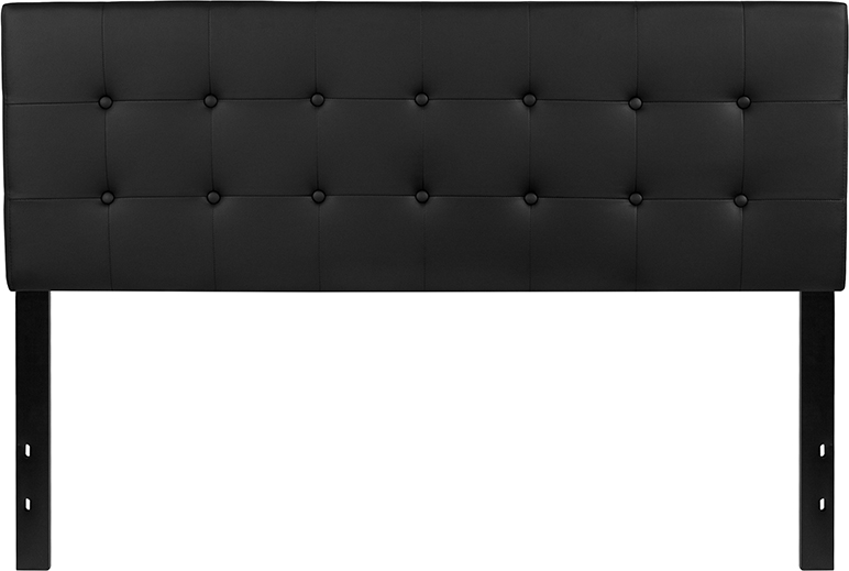 Lennox Tufted Upholstered Queen Size Headboard - Black Vinyl