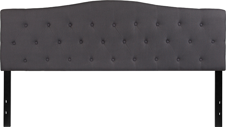 Cambridge Tufted Upholstered King Size Headboard, Dark Gray Fabric