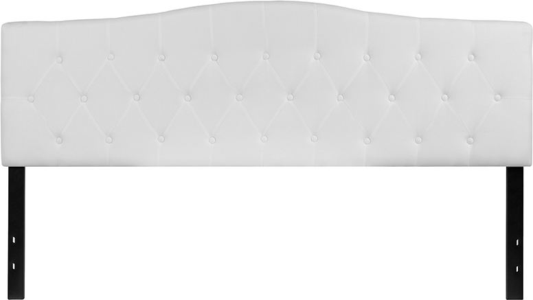 Cambridge Tufted Upholstered King Size Headboard, White Fabric