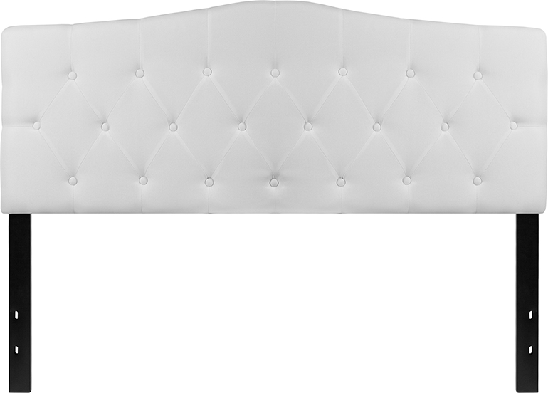 Cambridge Tufted Upholstered Queen Size Headboard, White Fabric