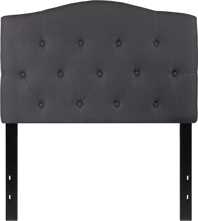 HG-HB1708-T-DG-GG Cambridge Tufted Upholstered Twin Size Headboard, Dark Gray Fabric