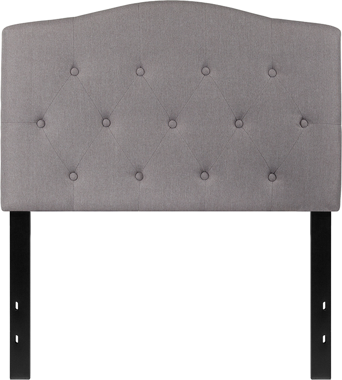 HG-HB1708-T-LG-GG Cambridge Tufted Upholstered Twin Size Headboard, Light Gray Fabric