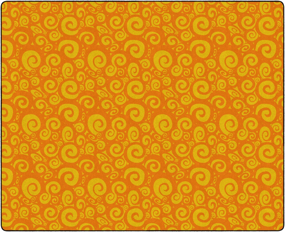 FE391-58A 10 ft. 9 x 13 ft. 2 Swirl Tone on Tone Rug, Orange - Rectangle