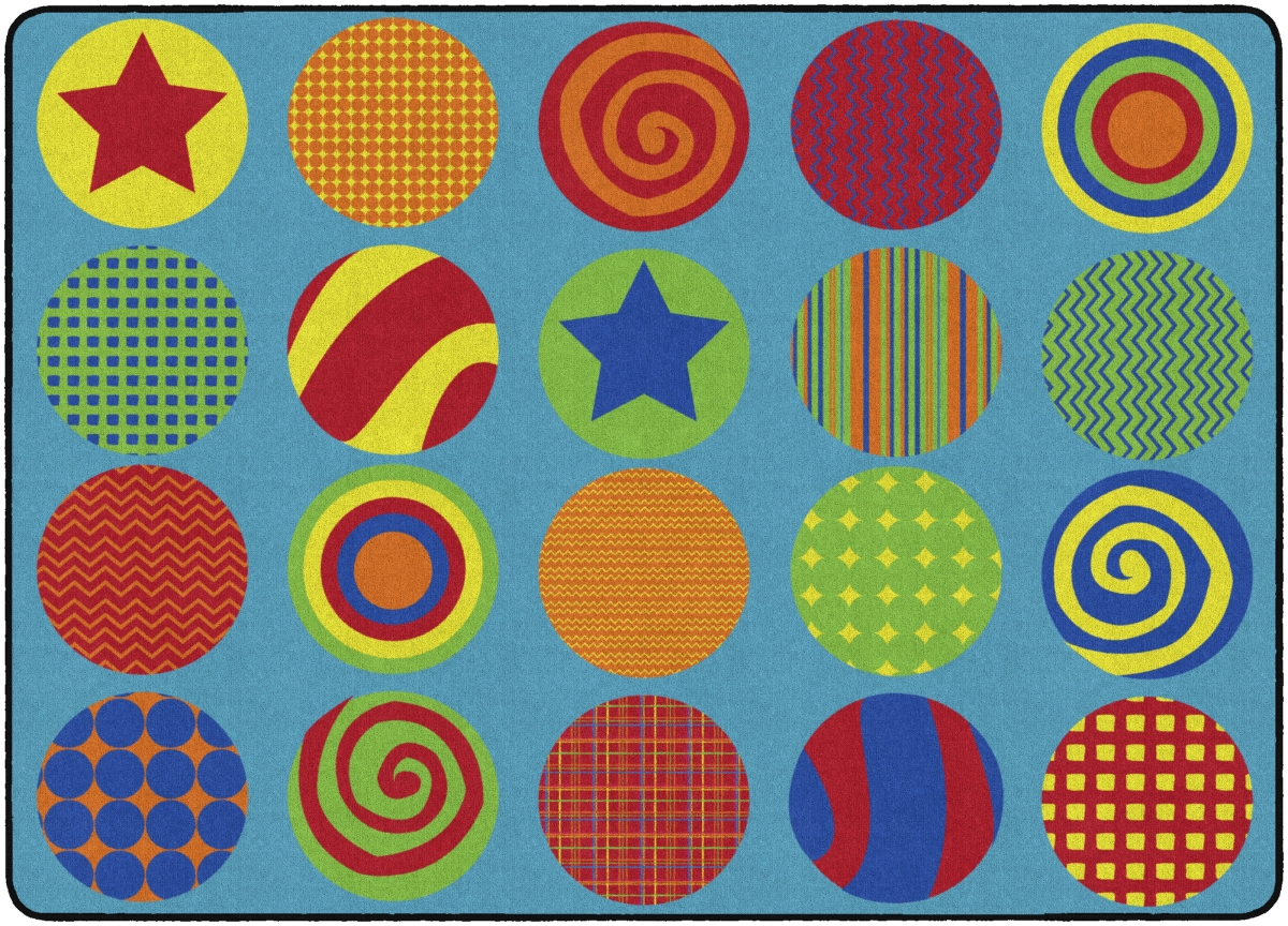 FE297-32A 6 ft. x 8 ft. 4 Patterned Circles Rug - Rectangle