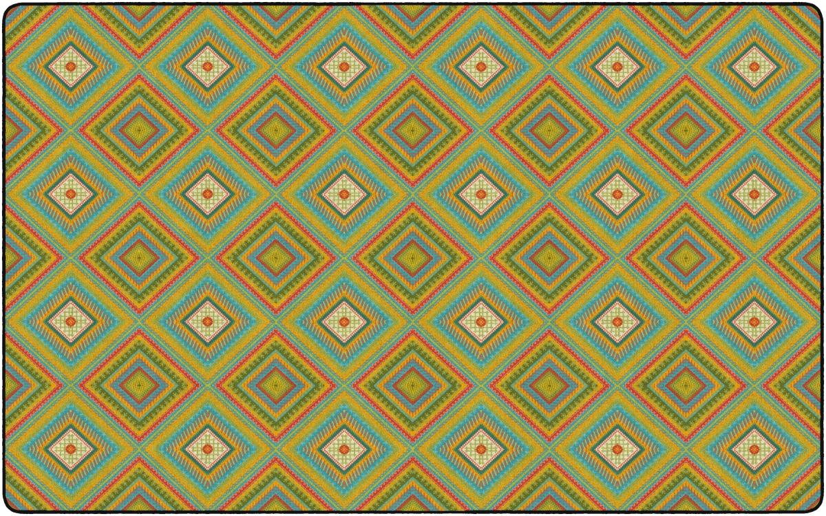 FA1011-44FS 7 ft. 6 x 12 Cozy Diamond Stitches Classroom Rug - Rectangle