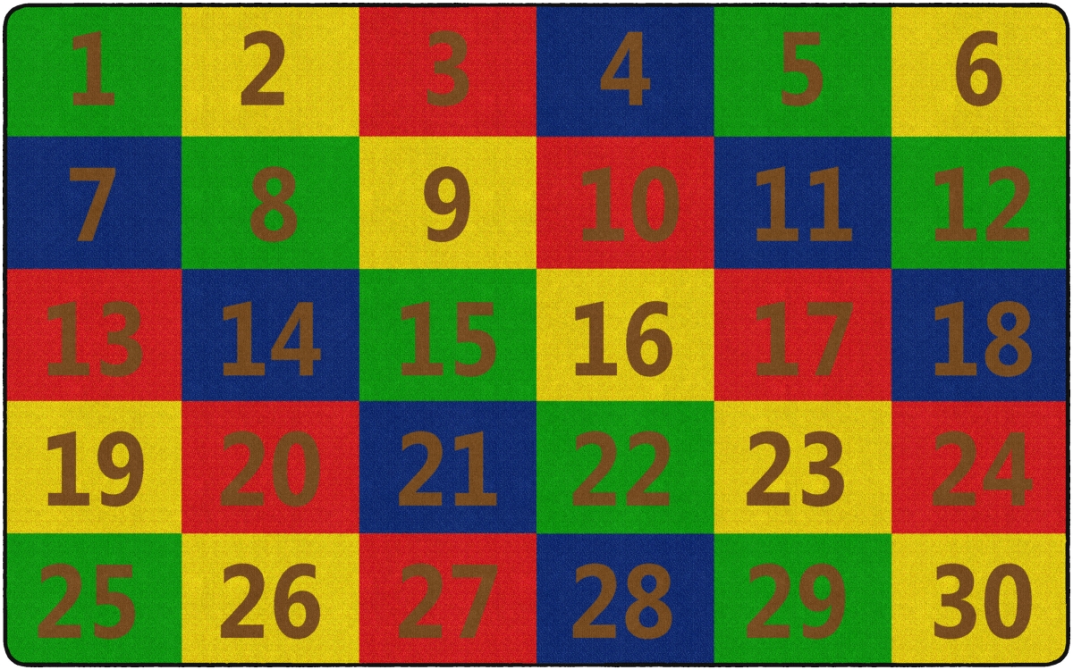 FE381-44A 7 ft. 6 x 12 Number Seating School Classroom Rug - Rectangle