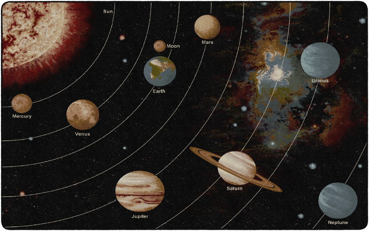 FM175-44A 7 ft. 6 in. x 12 ft. The Solar System Orbit Tranquility Rug - Rectangle