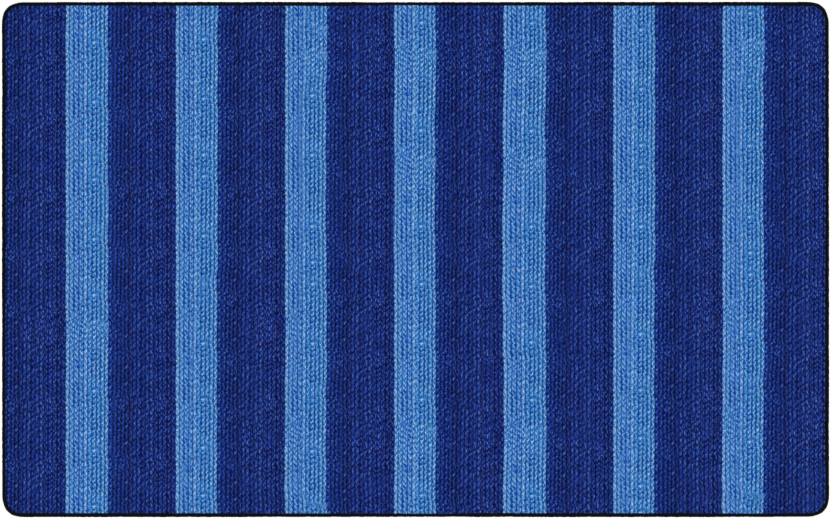 FA1006-44FS 7 ft. 6 x 12 Cozy Basketweave Stripe Classroom Rug, Blue - Rectangle
