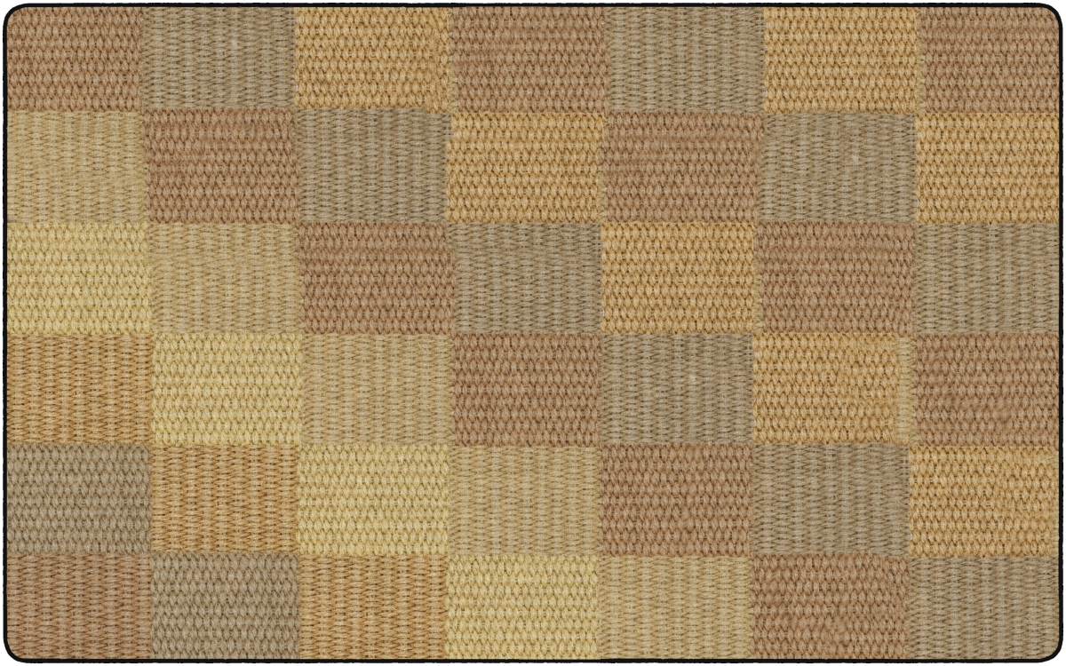FA1010-44FS 7 ft. 6 x 12 Cozy Basketweave Blocks Classroom Rug, Natural - Rectangle