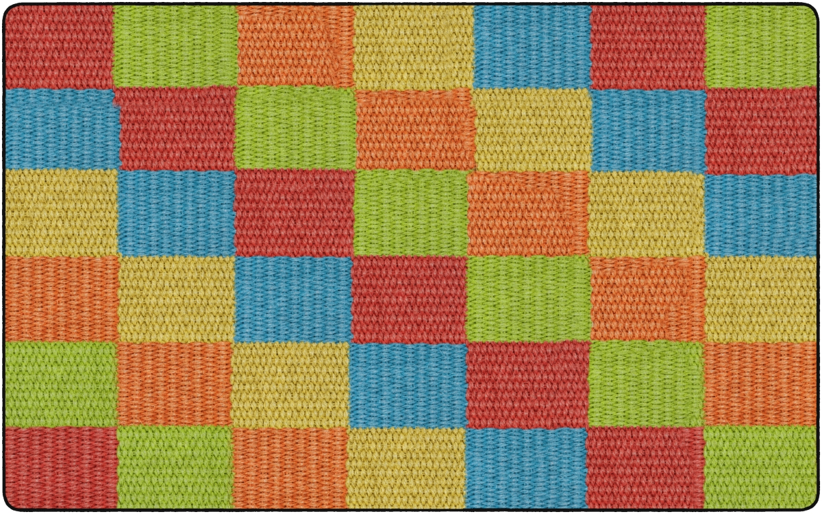 FA1009-44FS 7 ft. 6 x 12 Cozy Basketweave Blocks Classroom Rug, Multicolor - Rectangle