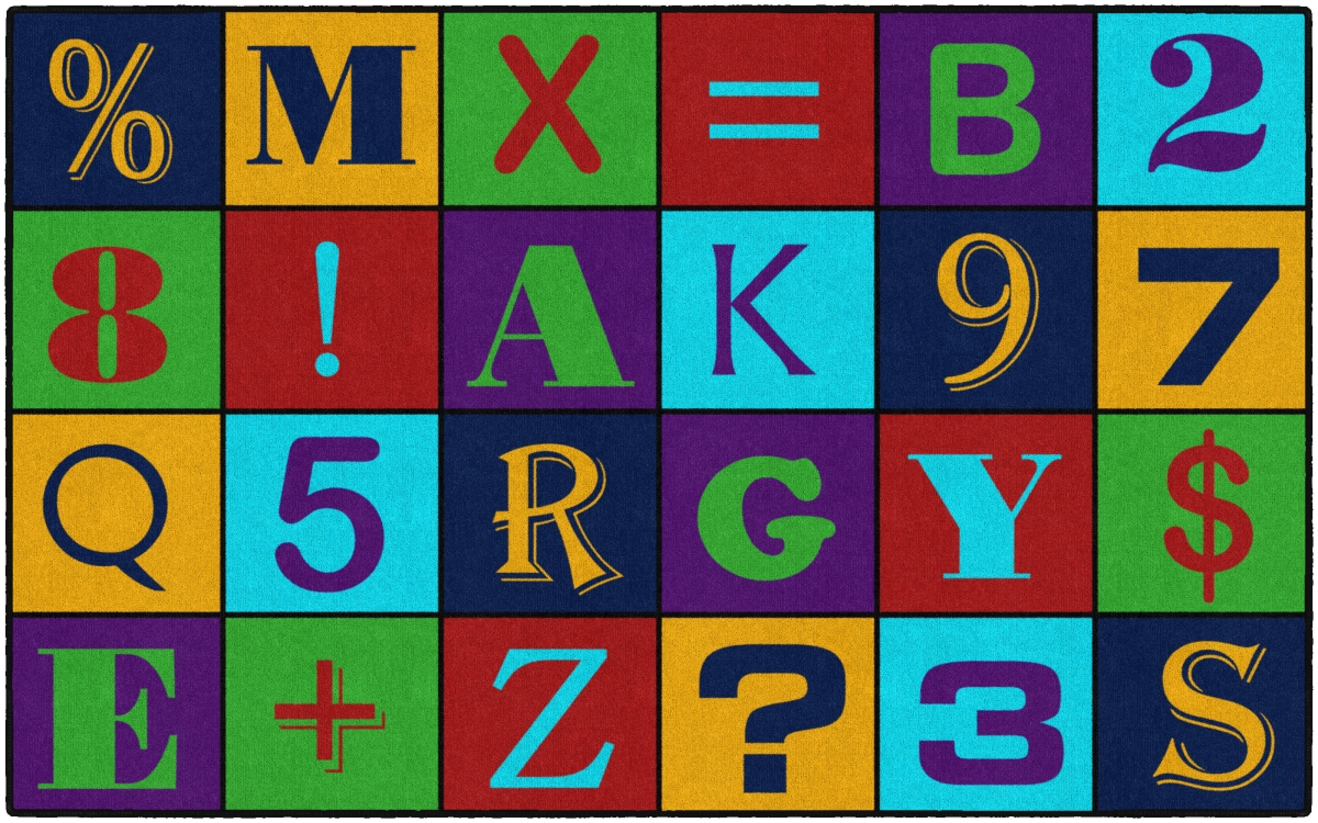 CE482-28W 5 x 8 Alphabet Number Jumble Rug - Rectangle