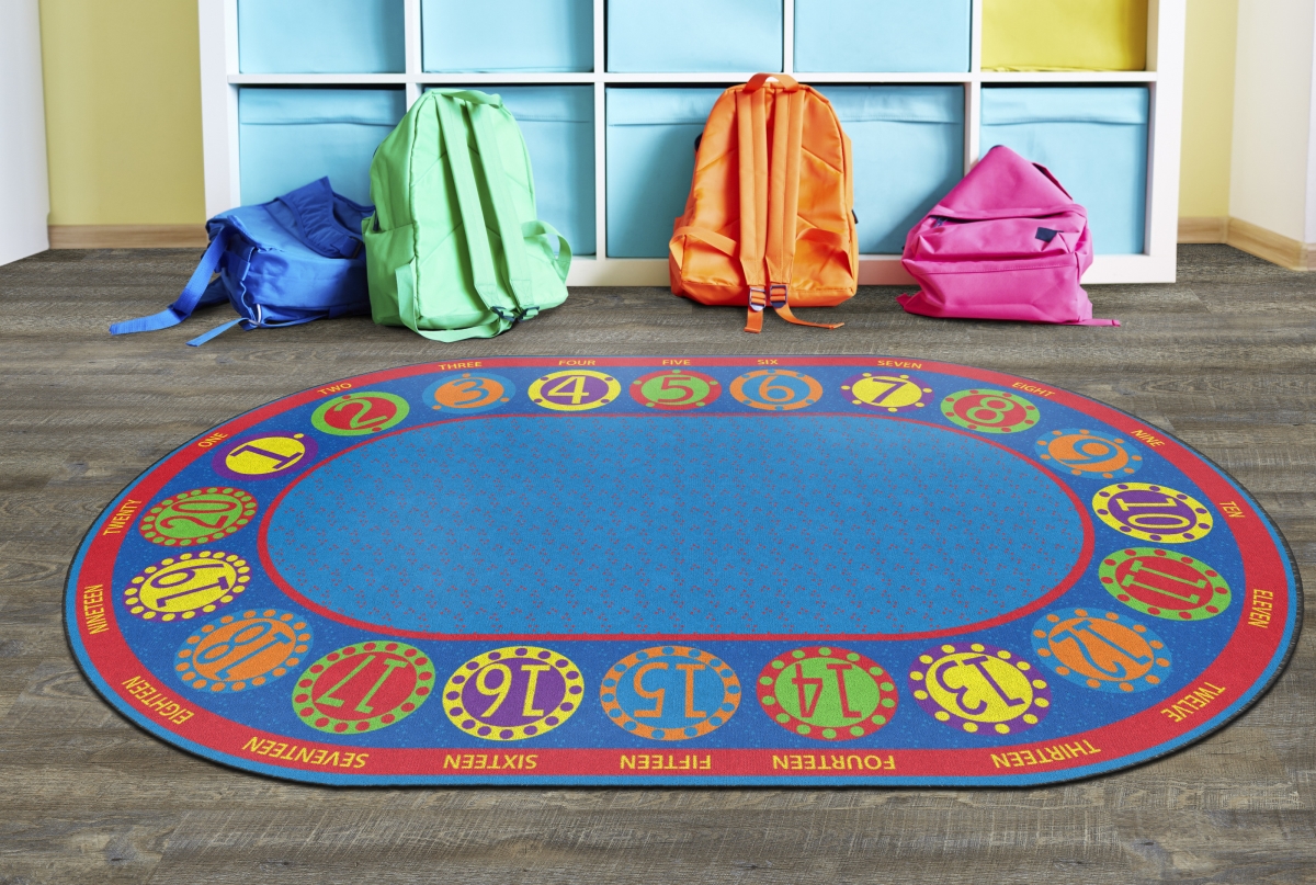 FE295-33A Number Circles Oval Rug - 6 ft. x 8 ft. 4 in.