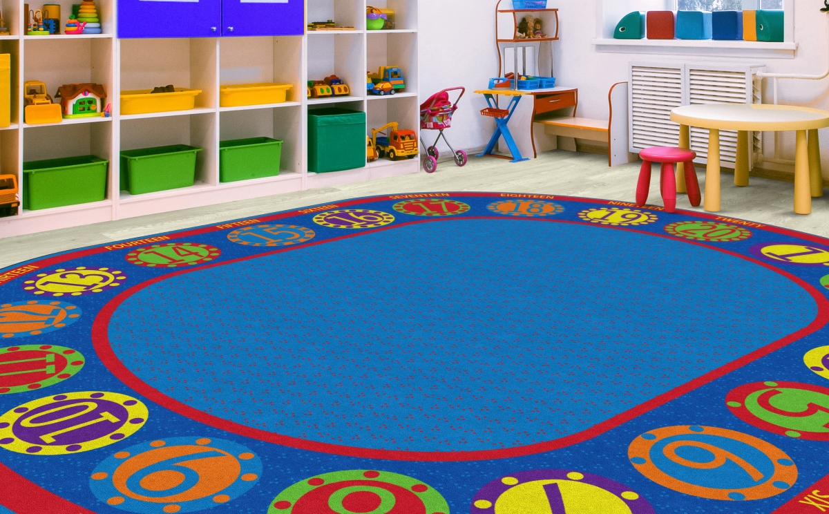 FE295-59A Number Circles Oval Rug - 10 ft. 6 in. x 13 ft. 2 in.