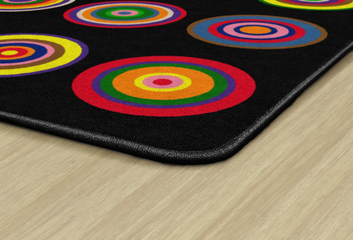 FE160-32A Color Rings Black Rectangle Rug - Seats 20 - 5 ft. 10 in. x 8 ft. 4 in.
