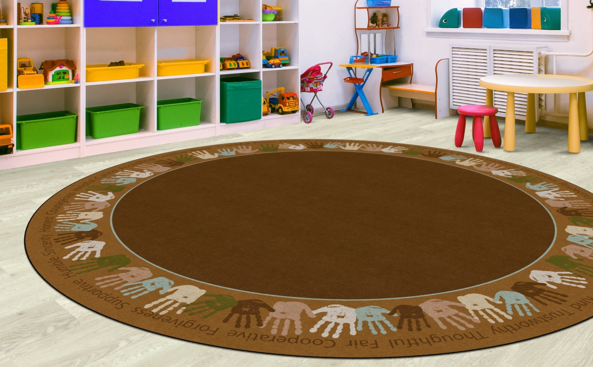 FA1327-71FS Helping Hands Earth Tone Round Rug - 12 ft.