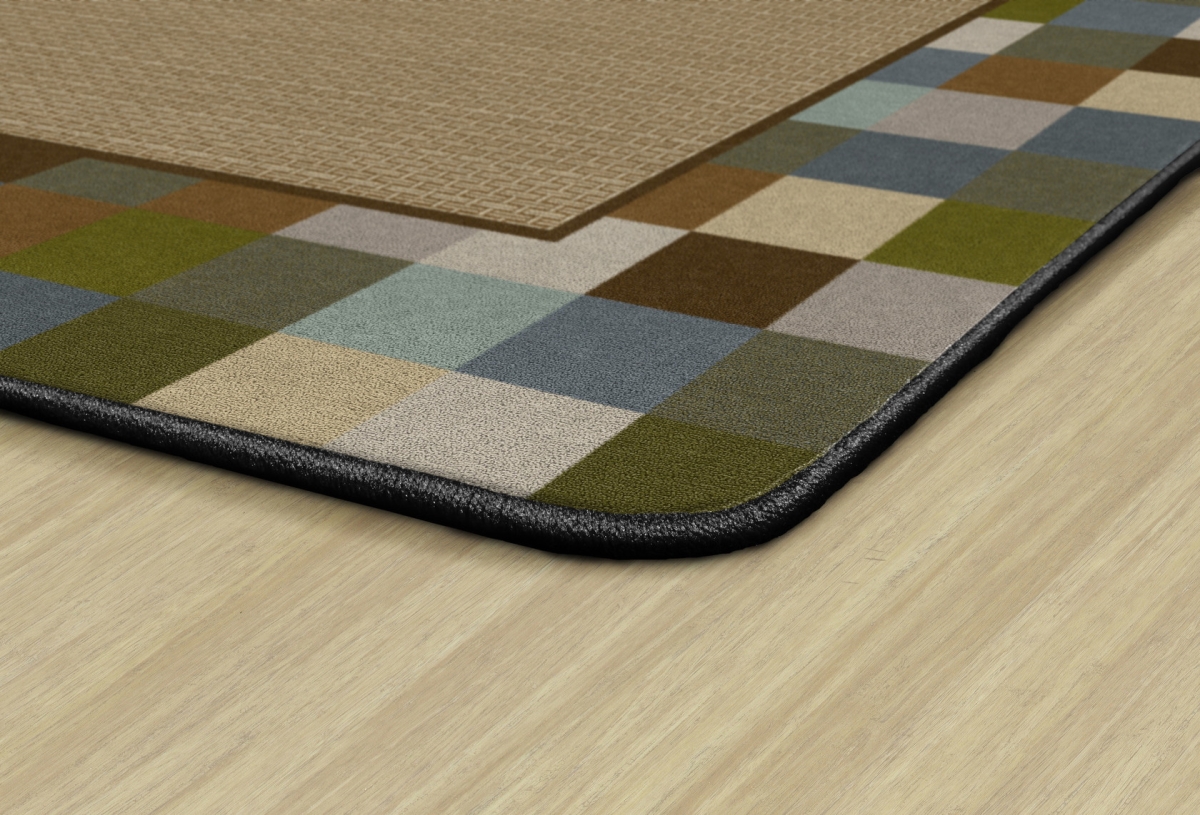 FM180-34A Border Blocks Teal Rectangle Rug - 6 x 9 ft.