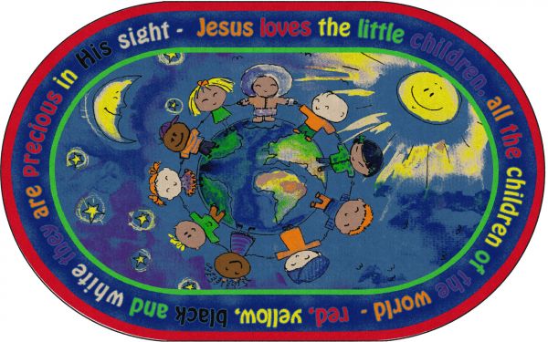 FE163-35A All The Little Children Oval Rug - 5 ft. 10 in. x 8 ft. 4 in.