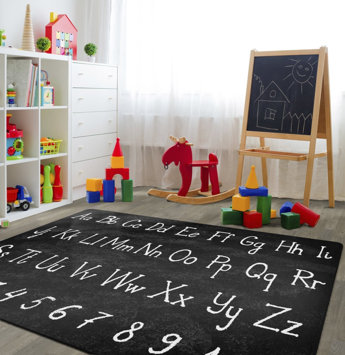 FA1823-44FS Chalkboard Alphabet Rug - 7 ft. 6 in. x 12 ft.
