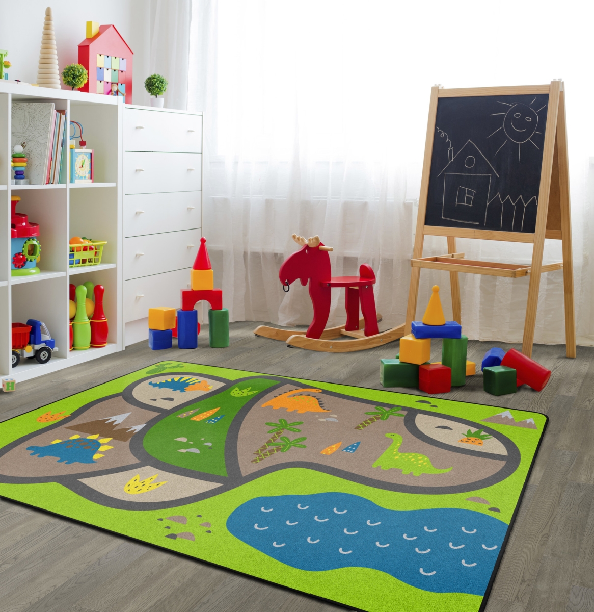 FA1844-22FS Dino Map Rectangle Rug - 4 x 6 ft.