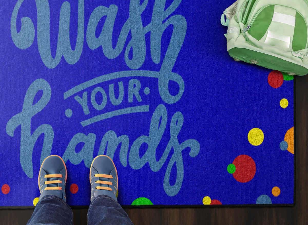 CW2005-16FS Wash Your Hands Dots Rectangle Rug - 3 x 5 ft.