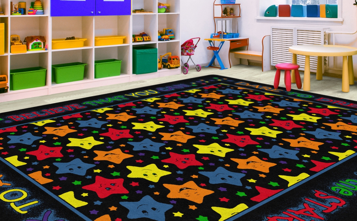 FE133-58A Reach for The Stars Black Rectangle Rug - 10 ft. 6 in. x 13 ft. 2 in.