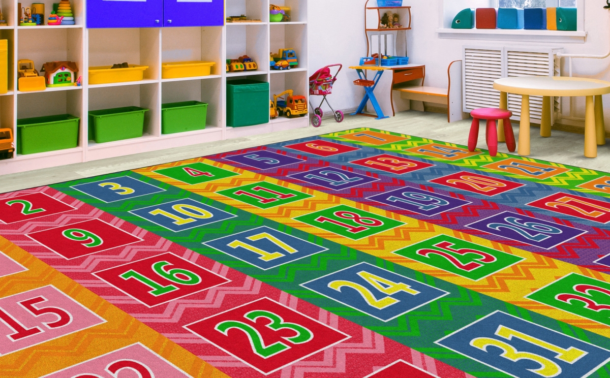 FE378-58A Number Chevrons Seats 35 Brights Rectangle Rug - 10 ft. 6 in. x 13 ft. 2 in.