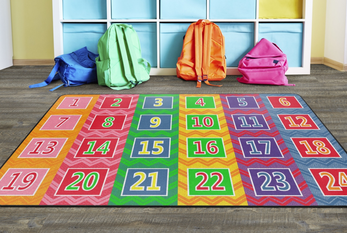 FE378-32A Number Chevrons Seats 24 Brights Rectangle Rug - 6 ft. x 8 ft. 4 in.