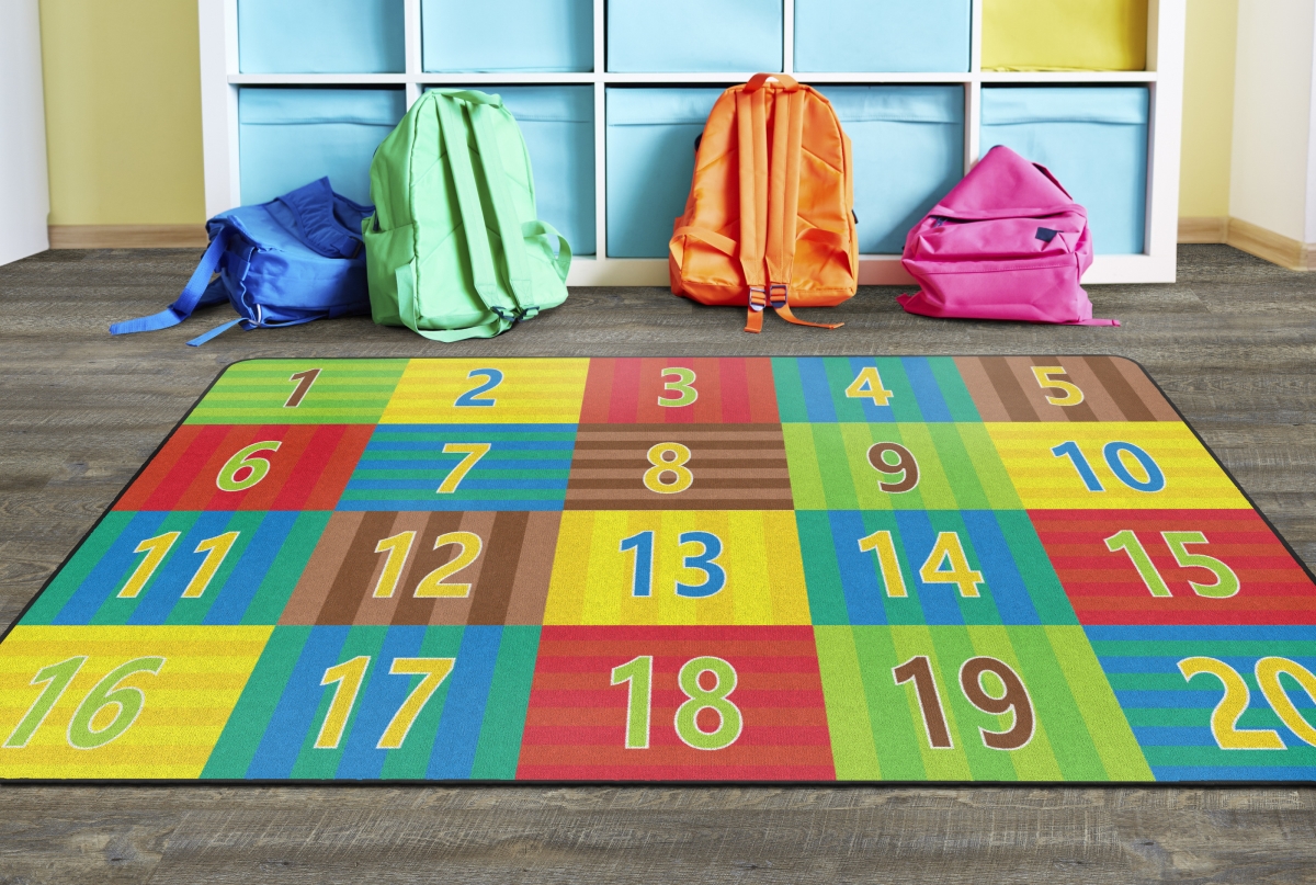 FE335-32A Counting Seating Rectangle Rug - Seats 20 - 6 ft. x 8 ft. 4 in.