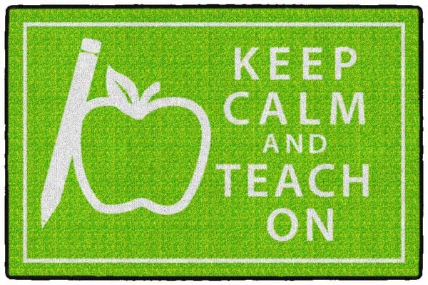 CE352-22W Keep Calm & Teach on Green Rectangle Rug - 4 x 6 ft.