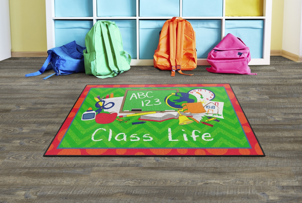 CE361-22W Class Life Green & Red Rectangle Rug - 4 x 6 ft.