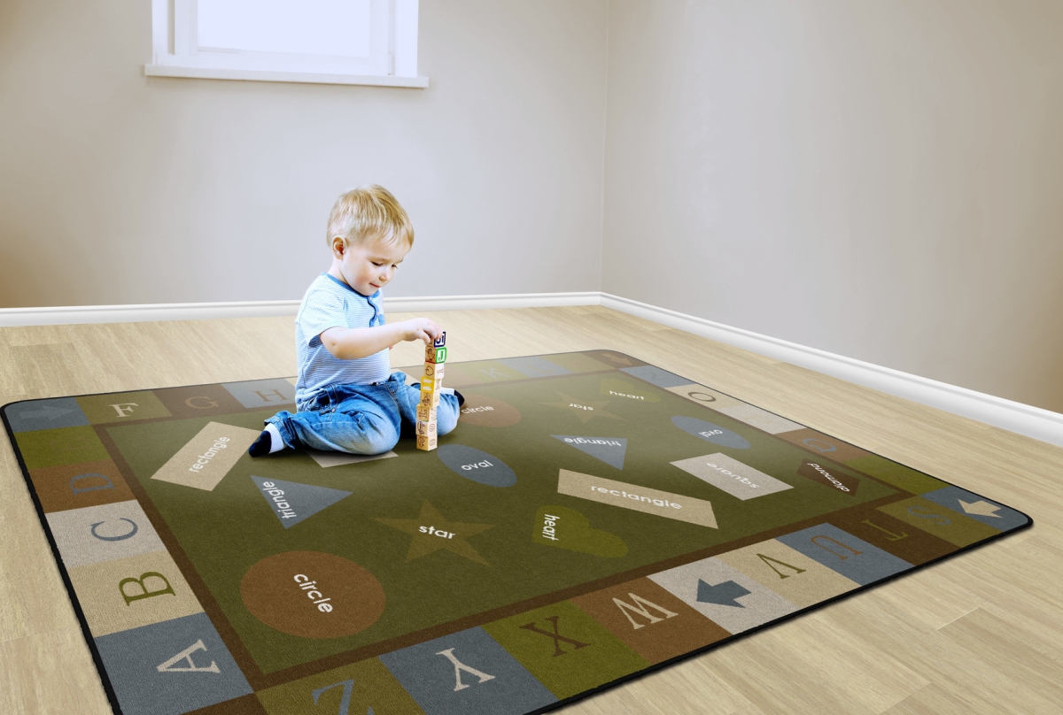 FM116-34A Simple Shapes Earth Tone Rectangle Rug - 6 x 9 ft.