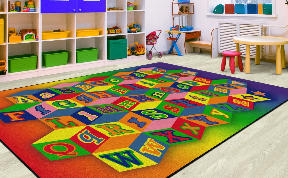 FE104-44A Kaleidoscope Blocks Rectangle Rug - 7 ft. 6 in. x 12 ft.