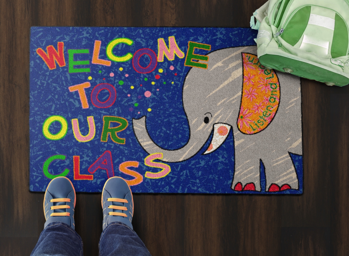 CE146-14W Welcome Rectangle Mat - Class Elephant - 2 x 3 ft.