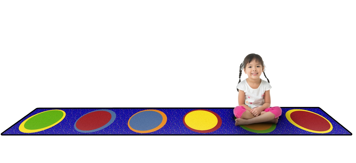 FE306-01A Sitting Spots Primary Runner Rug - Seats 6 - 13 in. x 8 ft.
