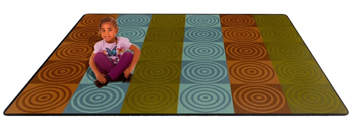 FA1305-44FS Bullseye Blocks Earth Tone Rug - 7 ft. 6 in. x 12 ft.